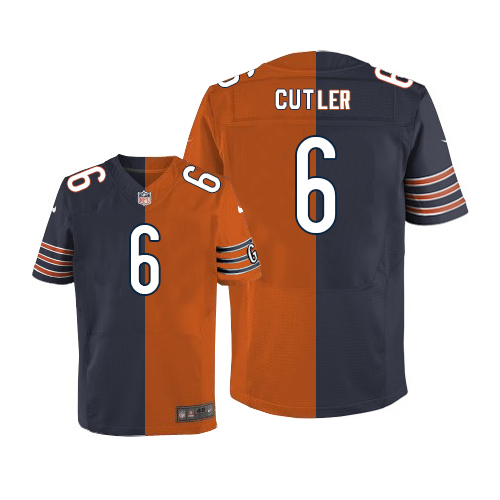 Men's Elite Jay Cutler Nike Jersey Navy/Orange - #6 Split Fashion NFL Chicago Bears